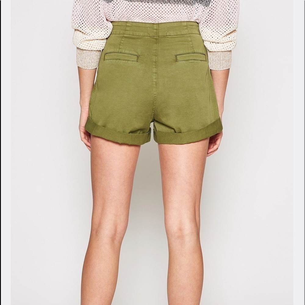JOIE Xandria olive green paper bag high waist shorts - Picture 9 of 12